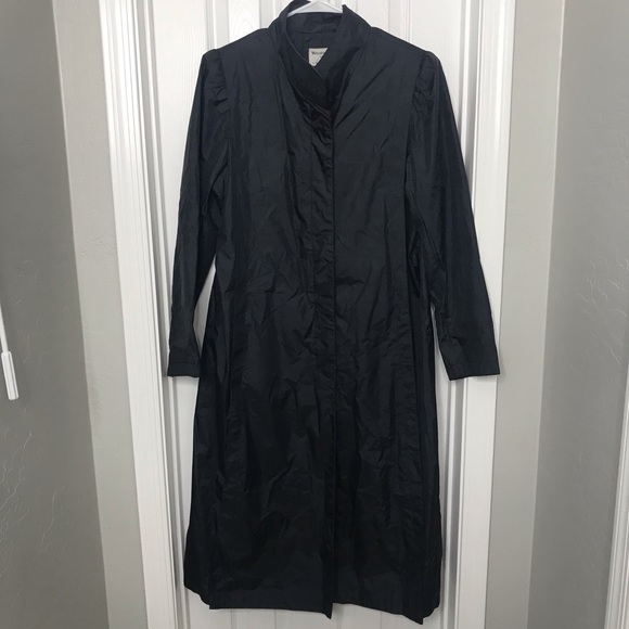 Weather Wise Black Button Down Trench Coat - Picture 1 of 8